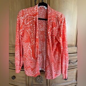 Orange and White Patterned Cardigan